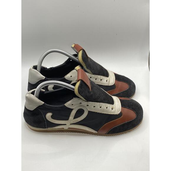 LOEWE Women's Navy-White Printed Suede Leather Ballet Runner Sneakers SZ 38(US8) - Picture 2 of 14